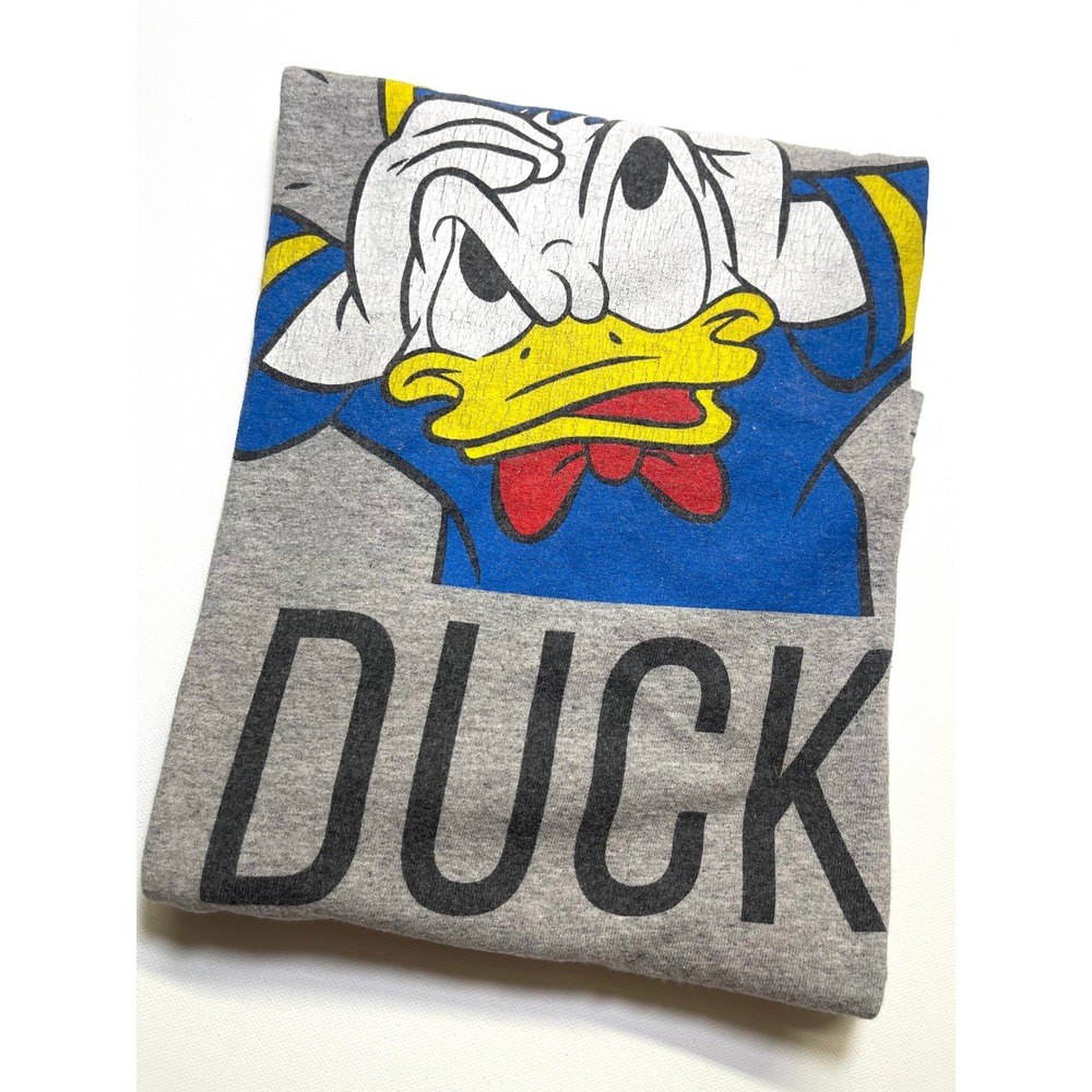 Disney Donald Duck Graphic T-Shirt Gray Vintage Style Mens XL 0358